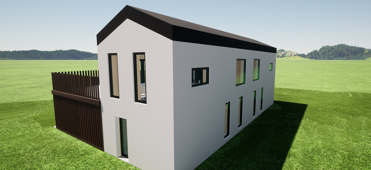 Tiny house Living Stack 80 m2 Bozelhus Designhus Lav energi