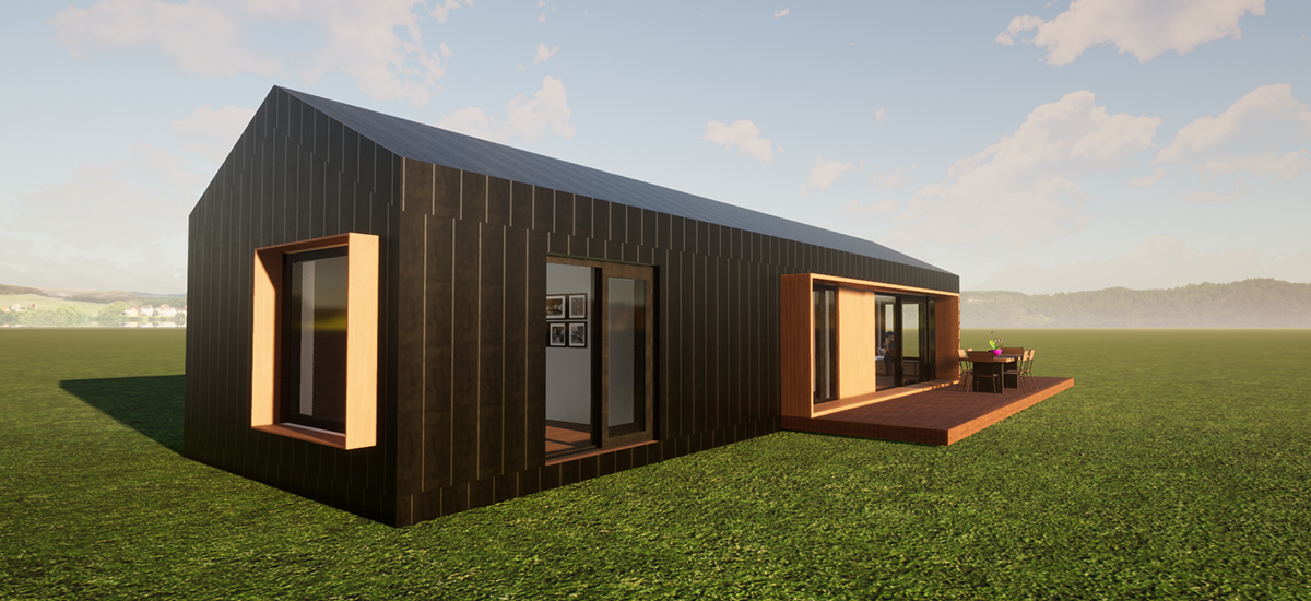 Tiny house til salg Living Albany 80 m2 Lav energi Designet Bozel hus